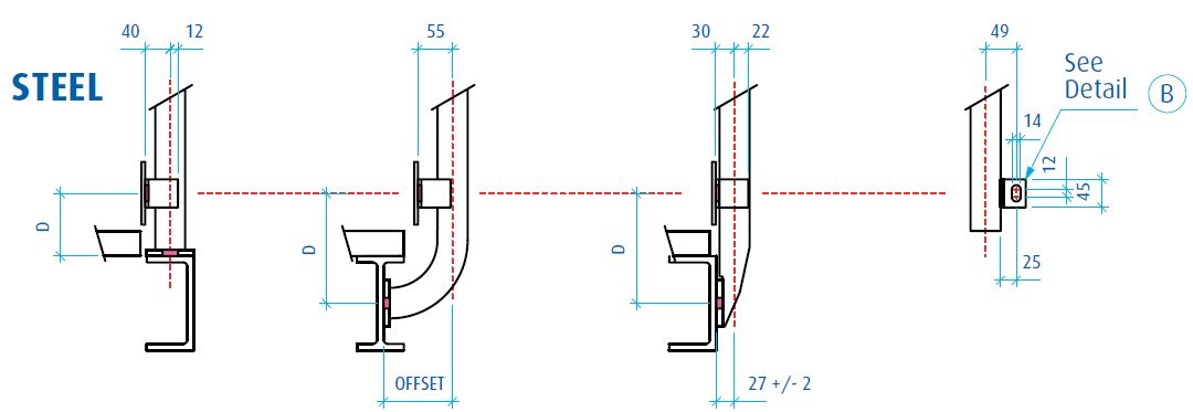 Kickplate Mounting Brackets Steel