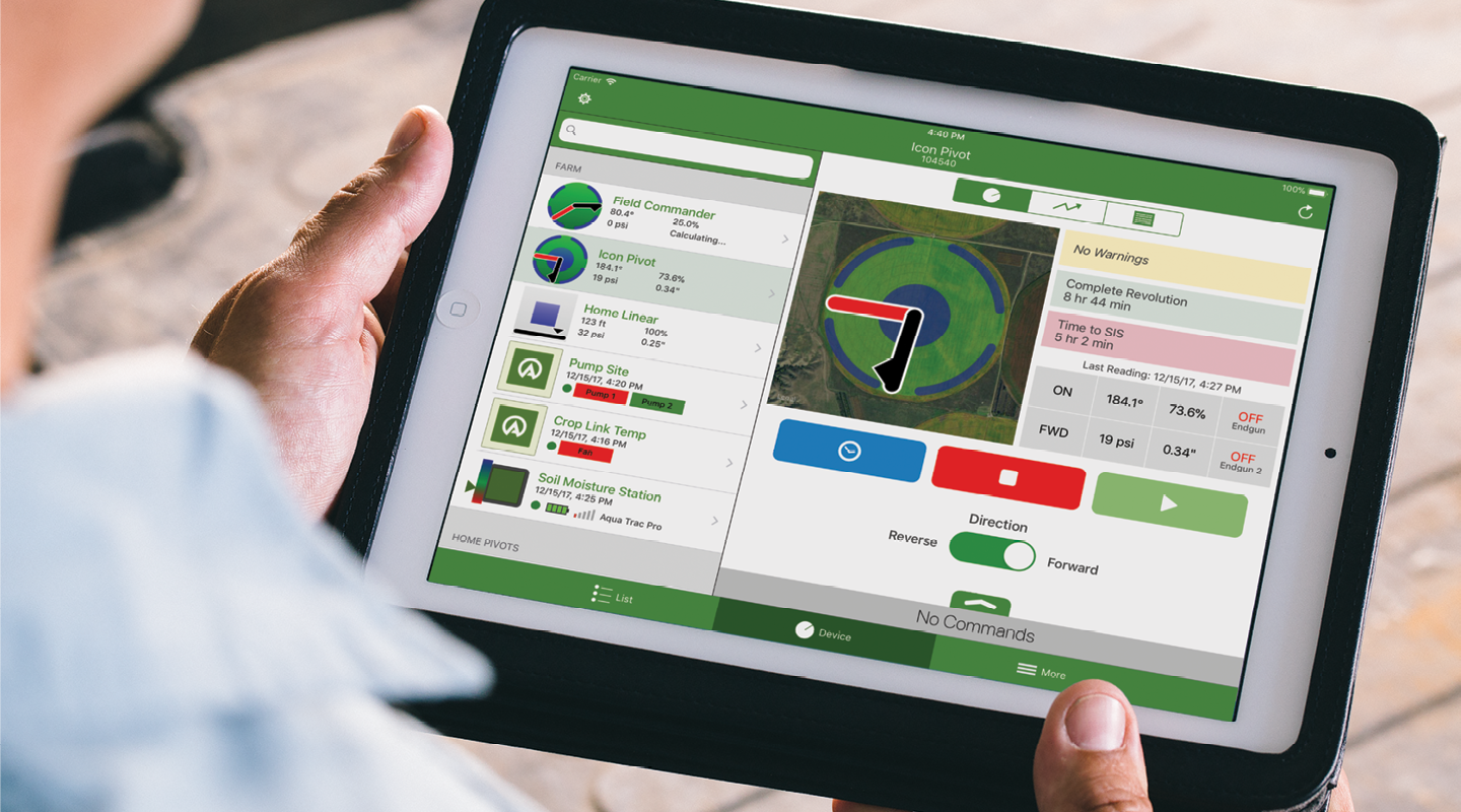 agsense on tablet - pivot control irrigation products